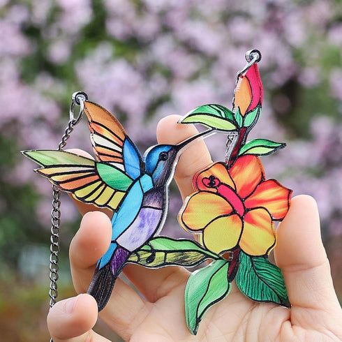 Cute Hummingbird Car Mirror Hanging Ornament Car Interior Accessories Rear View Charms Ornament Bird Lovers Gift (Hummingbird)...