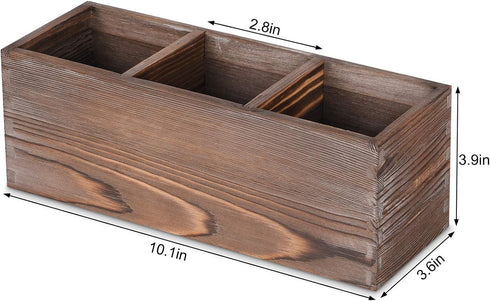Wooden Silverware Organizer, 3 Spacious Compartments Cooking Spatula Holder, Silverware Storage Kitchen Utensil Flatware Caddy...