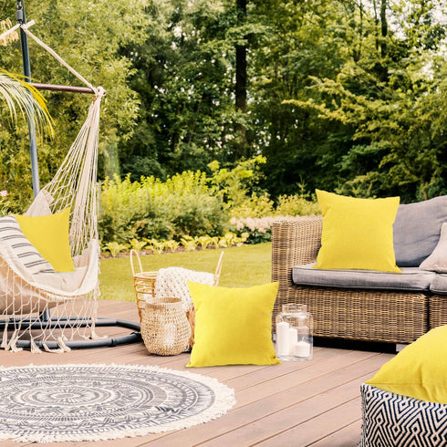 Boao 4 Pack Decorative Outdoor Waterproof Throw Pillow Covers, Square Patio Balcony Garden Waterproof Cushion Case, PU Coating Pillow Shell for Co...