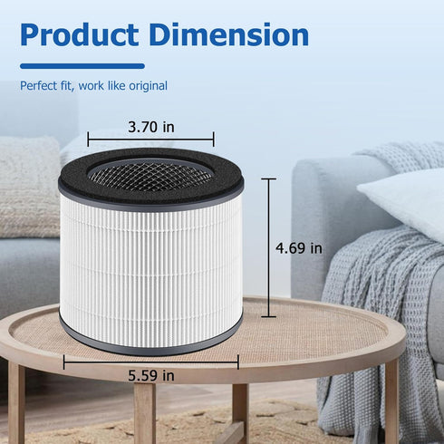 AP-T10FL Replacement Filter Compatible with Home-Dics AP-T10 AP-T10-WT AP-T10-BK Air Purifier, Part# AP-T10FL, 1 Pack, White...