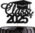 graduation party cake topper Class of 2025 cake topper graduation ceremony cake decoration (Black)...