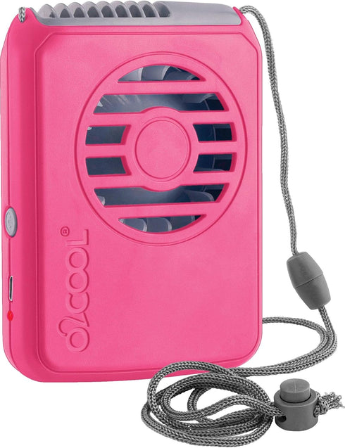 O2COOL Personal Travel Rechargeable Battery Powered Neck Cooling Fan, Single Pack (Pink)...