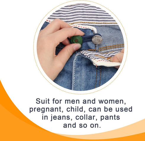 6 PCS Pants Extender Button, Luxiv Waistband Extender Buttons for Men and Women, Jeans Waist Extender Metal Buttons No Sew Button for Extender Jea...