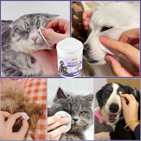 Dog Eye Wipes, 130 Count Universal Cat and Dog Tear Stain Remover Wipes, Hypoallergenic Natural Grooming Wipes for Pets Eyes Ears Nose...