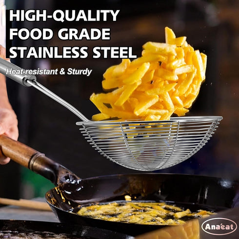 Anaeat 5.3" Stainless Steel Spider Strainer Skimmer, Professional Kitchen Pasta Strainer Spoon with Long Handle - Asian Strainer Ladle Wire Skimme...