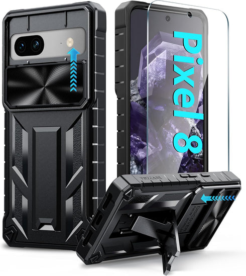 FNTCASE for Google Pixel-8 Phone Case: Military Grade Drop Protection Cell Phone Cover with Kickstand & Slide | Rugged Shockproof Protective Bumpe...