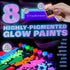 neon nights Glow in The Dark | Luminescent | Phosphorescent | Self-Luminous Paint - Set of 8...