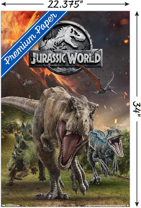 Trends International Jurassic World: Fallen Kingdom - Group Wall Poster, 34L x 22.4W, Premium Poster & Clip Bundle...