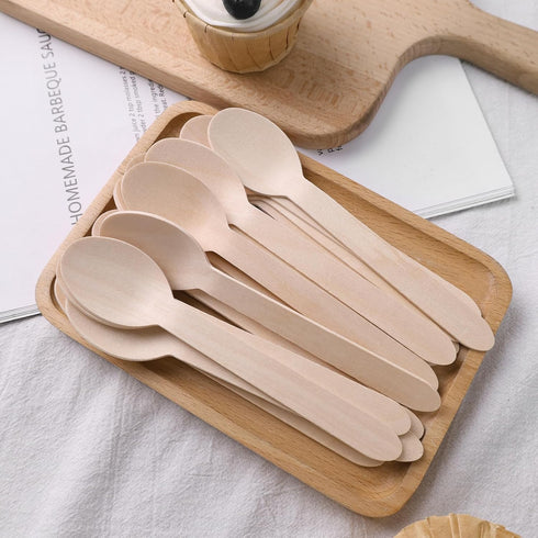 HANSGO 150PCS Wooden Spoons Bulk, Natural Wooden Spoons Small Cutlery for Party Wedding Picnic Camping...