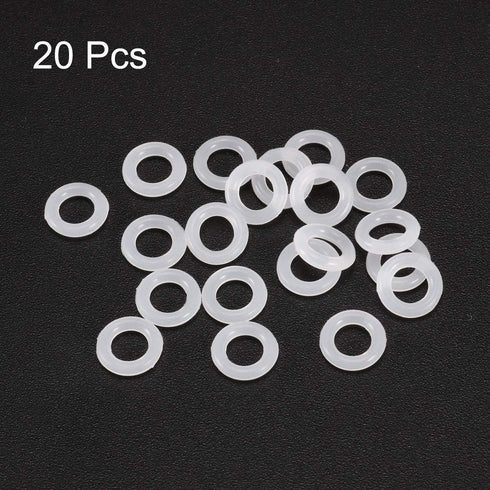 uxcell Silicone O-Rings, 7mm OD 4mm ID 1.5mm Width VMQ Seal Gasket for Compressor Valves Pipe Repair, White, Pack of 20...