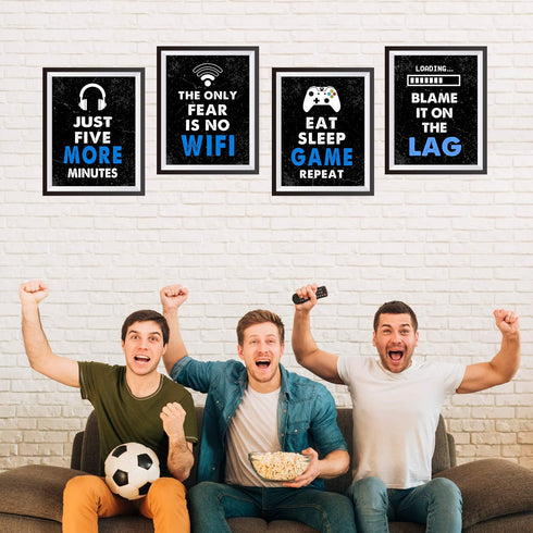 Set of 4 Video Game Decor (8'X10'), Boys Room Decorations for Bedroom & Game Room, Art Gift & Poster, No Frames...