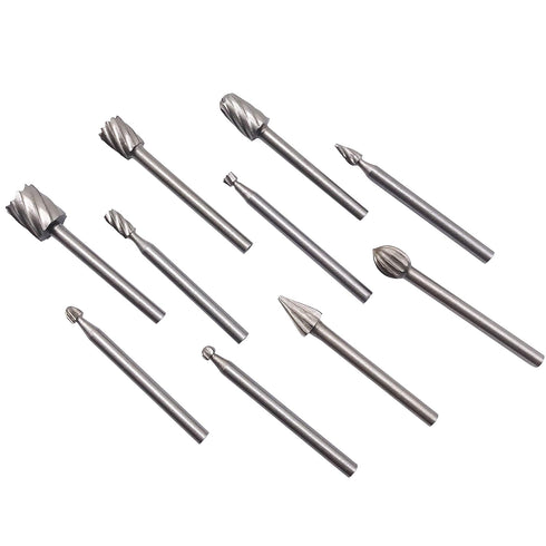 Set of 10pcs 3mm 1/8 Inch Shank HSS Rotary Bits Burr for Engraving Carving Woodworking Tool...