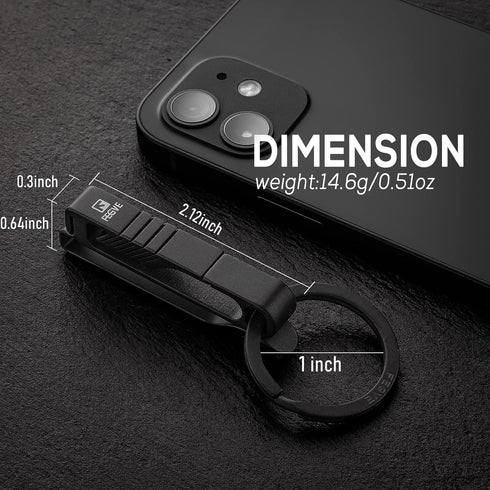 FEGVE Duty Belt Key Holders Titanium Carabiner Keychain Belt Clip with Keyring for Keys,Gifts for Men Dad (Black - BK1)...