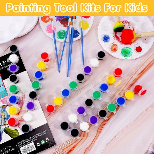 12 PCS Mini Acrylic Paint Set,Washable Filled Paint Sets for Kids & Adults,Mini Paint Set with 8 Vivid Colors & Paint Brushes,Kids Paint Bulk Set ...