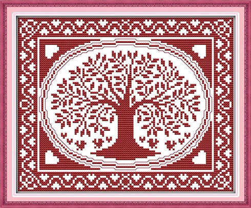 Amiiba Stamped Cross Stitch Kits, The Oval Tree of Happiness DIY 11CT 13.7x10.6 inch (Tree)...