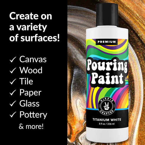 White Pouring Paint Acrylic Pouring for Pour Art and Flow Painting 8oz 236 ml Bottle Titanium White...