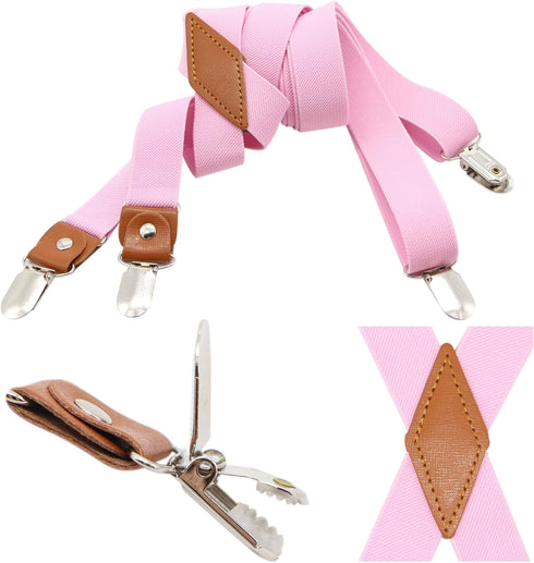 Mens Suspender and Bowtie Set X Back Heavy Duty Adjustable Elastic Clips...