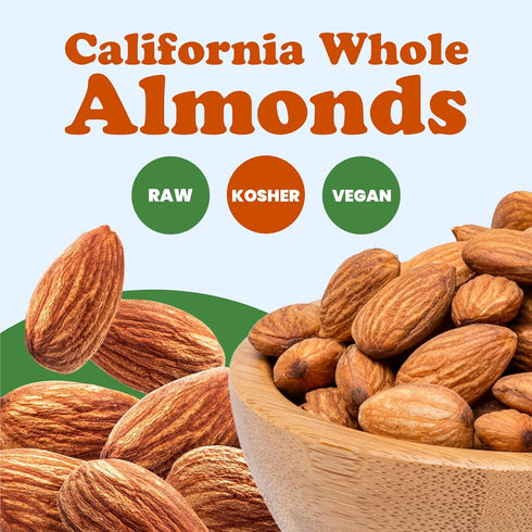 Food to Live California Almonds, 8 Ounces Supreme, Whole, Raw, Unsalted, Unroasted Nuts, Natural. Kosher, Vegan. Keto, Paleo, Low Sodium, Bulk. Gr...