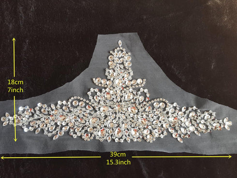 New Exquisite Pure Handmade Bright Crystal Patches Sew-on Rhinestones Applique with Stones Sequins Beads for Wedding Dress DIY Manual Accessories ...