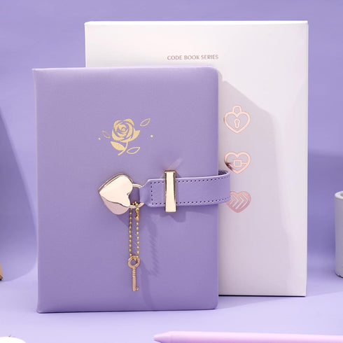 CAGIE Diary with Lock and Key PU Leather Kids Journal with Lock Personal Organizer Combination Travel Secret Notebook for Women, 5.3x8 in?Purple...