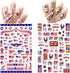 4th of July Nail Art Stickers American Independence Day Nail Design Lips Flag Hearts Flame Shape 3D Self-Adhesive Nail Art Supplies Patriotic Stic...