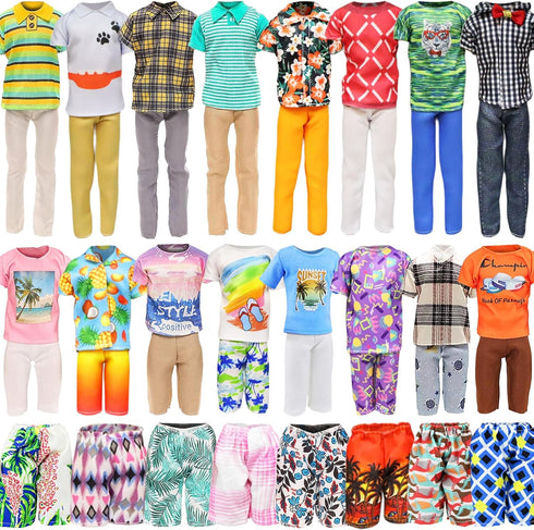 Ecore Fun 11 Items 11.5 Inch Boy Doll Clothes and Shoes - 5 Sets Fashion Casual Wear Clothes Outfit 2 Swimwear 4 Pairs Shoes for 12 inch boy Doll ...