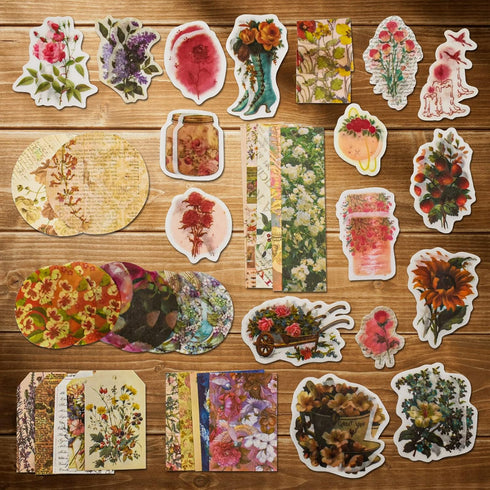 Vintage Scrapbooking Supplies Kit Vintage Stickers for Scrapbooking Journaling Aesthetic Paper Stickers Material Ephemera Pack for Junk Journal Bu...