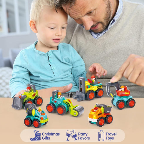 HOLA Toys for 1 Year Old Boy Birthday Gift - 6 PCs Toy Trucks Mini Car Toys for 2 Year Old Boy Birthday Gift, Toddler Toys Age 1-2, Baby Easter Ba...