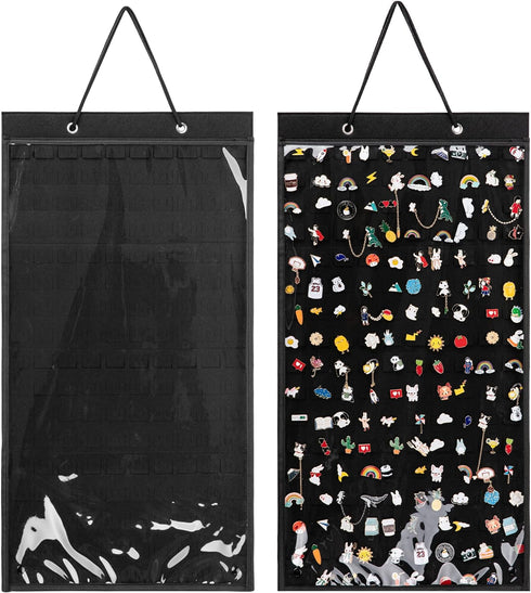 Hanging Brooch Pin Organizer, Dust-proof Enamel Brooch Pin Display, Brooch Collection Storage Organizer, Hold Up to 170 Brooch Pins (Black)...