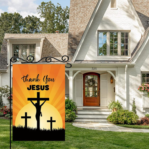 Thank You Jesus Garden Flag - God Christian Passion Week Nativity Yard Decor - God Bless Outdoor Decor - Nativity Religious House Decoration -Doub...