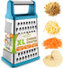 Spring Chef Handheld Stainless Steel XL Parmesan Cheese Grater with Handle - 4 Sided Metal Box Grater for Kitchen - Dishwasher Safe Potato Shredde...