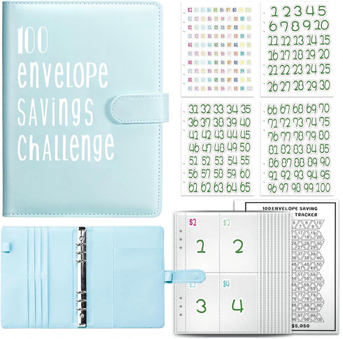 100 Envelope Challenge Binder, A5 Magnetic Money Saving Binder Buckle, Fun Way to Save $5,050, Couple'S Challenge Savings Challenges Book with Env...