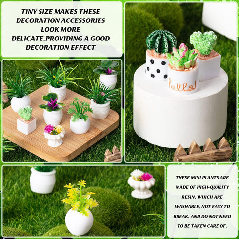 26Pcs Miniature Potted Plants, Mini Artificial Plants, 1:12 Scale Doll House Accessories, Suitable for Dollhouse Decoration, Christmas Birthday Gi...