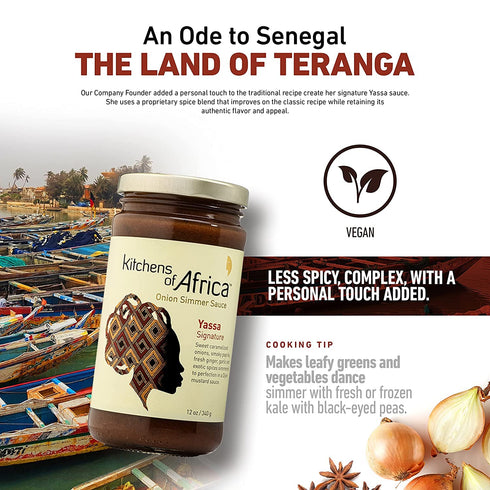 Kitchens of Africa Yassa Signature Onion Sauce (12 oz Jar) African Simmer Sauce with Caramelized Onions, Dijon Mustard, Exotic Spice Blend and Lim...