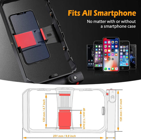 Zeadio Smartphone Video Cage Rig, Filmmaking Vlogging Case, Phone Stabilizer Tripod Mount with Wireless Remote Shutter Fits for All iPhone and And...