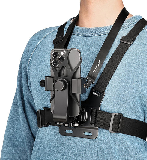 Mobile Phone Chest Mount Harness Strap Cell Phone Holder Mount for Video Recording Bike/Kayak/Fishing/Skateboard POV/VLOG for iPhone/Samsung for G...