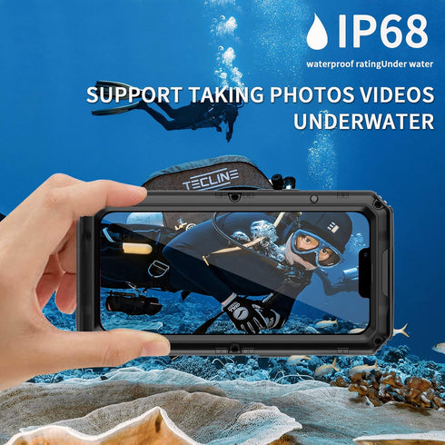 for iPhone 13 Pro Max Case Waterproof with Built-in Screen Protector Full Body Rugged Hard Silicone, Military Grade Shockproof Dustproof Protectiv...