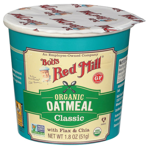 Bob's Red Mill Organic Gluten Free Oatmeal Cup, Classic with Flax/Chia, 1.8 Ounce (Pack of 1), Non-GMO, Whole Grain, Kosher...