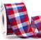 Ribbli Patriotic Red/White/Blue Check Wired Ribbon, 2-1/2 Inch x 10 Yard,4th of July Buffalo Plaid Ribbon,Burlap Ribbon for Big Bow,Wreath,Tree De...