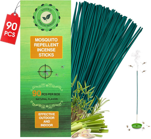 90 Pcs Mosquito Repellent Incense Sticks Outdoor Patio, Citronella Repellent Incense Sticks Coils Outdoor, Natural Plant Bug Repellent for Patio, ...