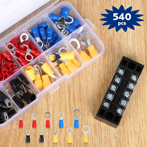 102Pcs Quick Disconnect Electrical Insulated Connectors,O Ring Crimp Terminals Connectors Assortment Kit,Electrical Wire Insulated Butt Kit...