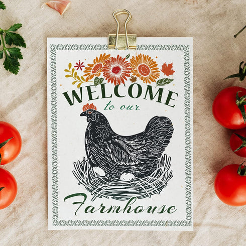 OLYCRAFT 2Pcs Farmhouse Self-Adhesive Silk Screen Printing Stencil Reusable Hen Mesh Stencils for DIY Home Decor T-Shirt Pillow Fabric Bags - 11x8...