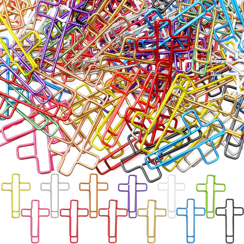 100 Pcs Paper Clips 1.34 x 0.8 Inches Multicolored Paper Clips Cute Paper Clips Journaling Supplies for Bookmark Study Gifts (Cross)...