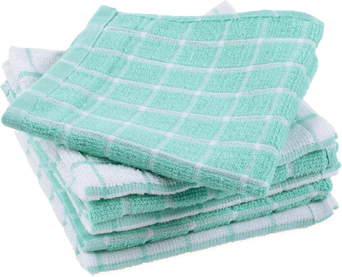 DII Basic Terry Collection Windowpane Dishcloth Set, 12x12, Aqua, 6 Piece...