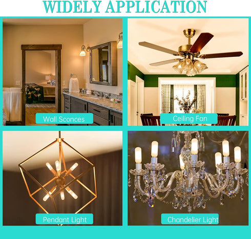 Frosted Light Bulbs E12 LED Bulb 40W Warm White 2700K, Chandelier Light Bulb Frosted, E12 Candelabra Light Bulb 40 Watt Equivalent T6 Tubular Cand...