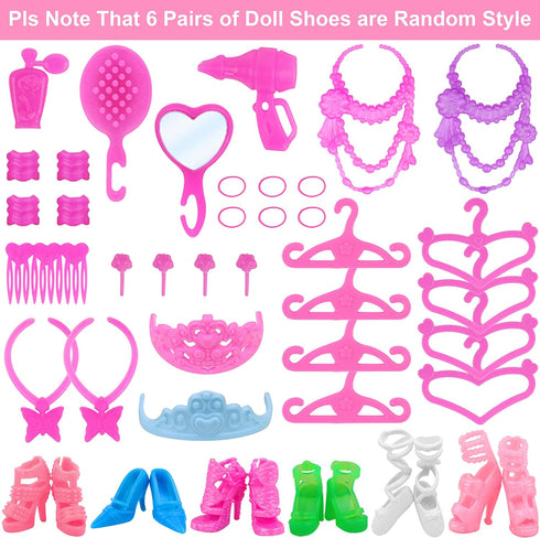 ZITA ELEMENT 51 Pcs 11.5 Inch Girl Doll Clothes and Accessories - 6 Pcs 11.5 Inch Girl Doll Wedding Evening Party Dresses Grown with 45 Pcs 11.5 I...