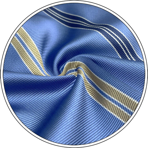S&W SHLAX&WING Ties for Men Suits Steel Blue Stripes Business Necktie Set with Matching Pocket Square 57.5"...