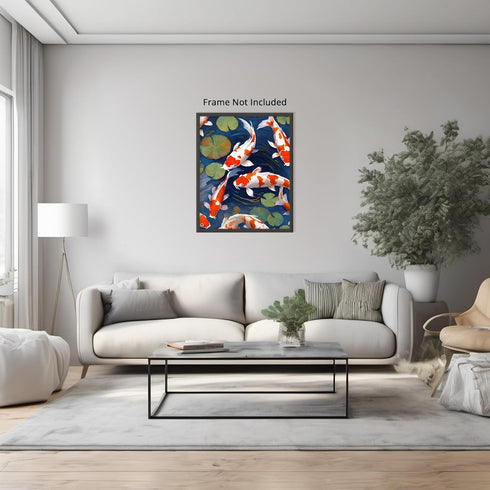 Posterizer 1 pcs- Beautiful gold fish swimming in water print-Art for Animal Lovers- Gift for Men Women Entrepreneur Teens-decor for Bedroom, Offi...
