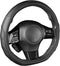 Motor Trend Stealth D-Shaped Steering Wheel Cover - Premium Flat Bottom Car Steering Wheel Cover, Black Faux Leather Sterring Wheel Cover, Standar...