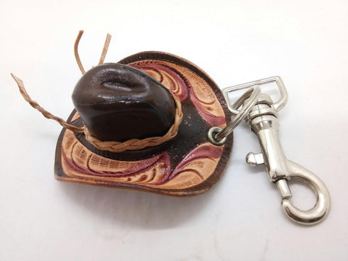 WitnyStore 2" Long Cowboy Hat Keyring - Miniature Collectibles - Realistic Hand Made and Painted Leather Key Organizer Keychain Gifts and Souvenir...